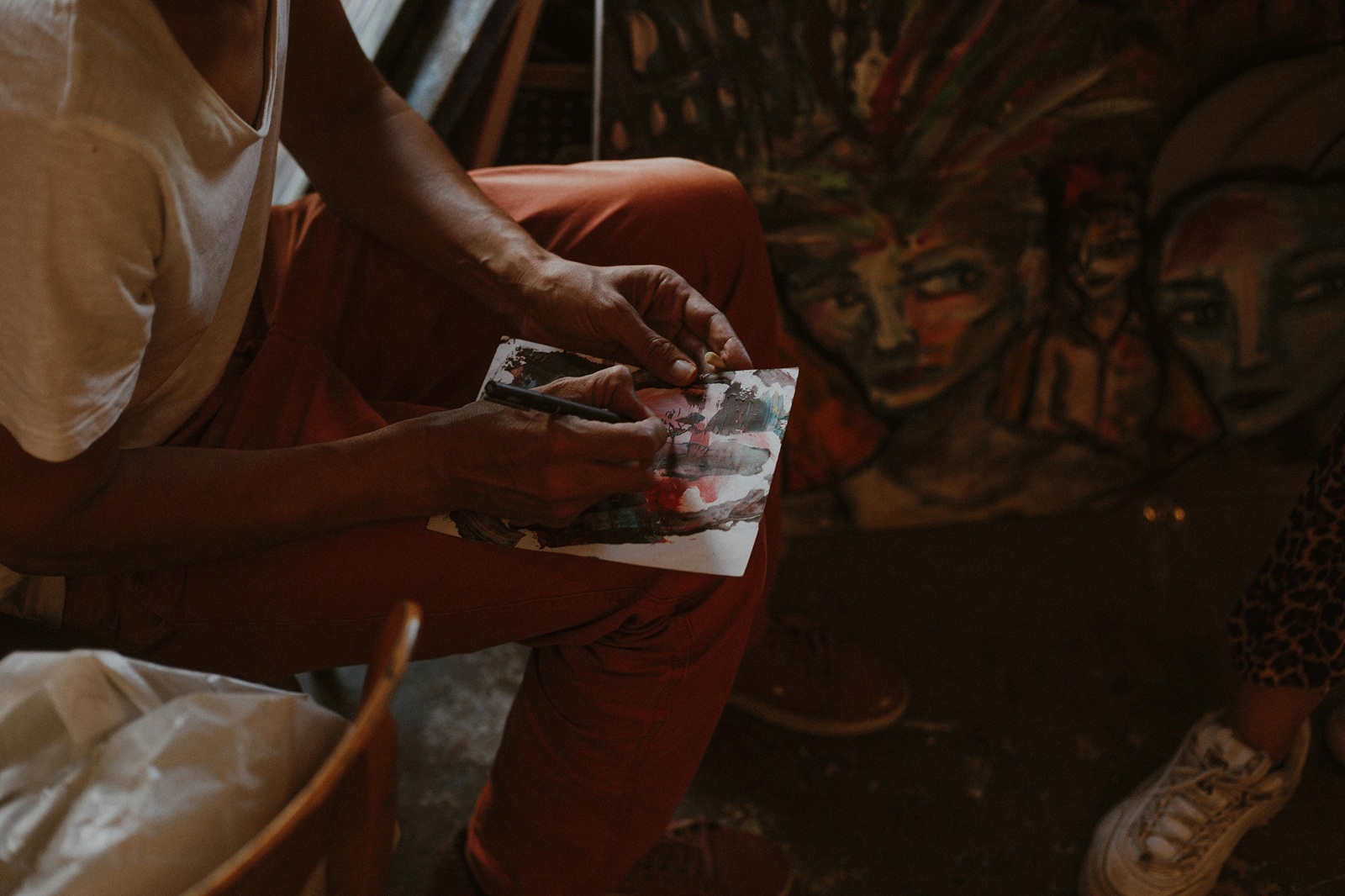 Bold geometric wall art emphasizing line and shadow